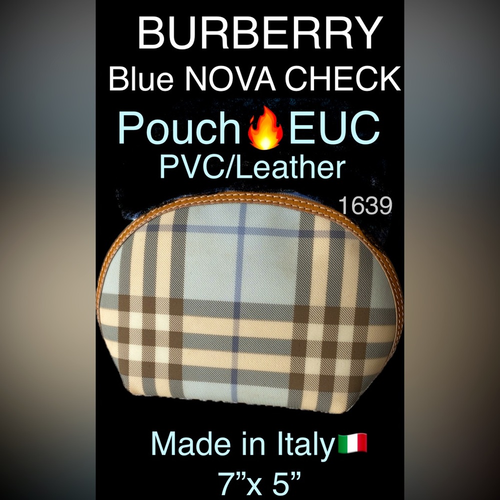 BURBERRY Blue NOVA CHECK POUCH💙Excellent Condition🔥Made in Italy🇮🇹 7”x 5”!🔥